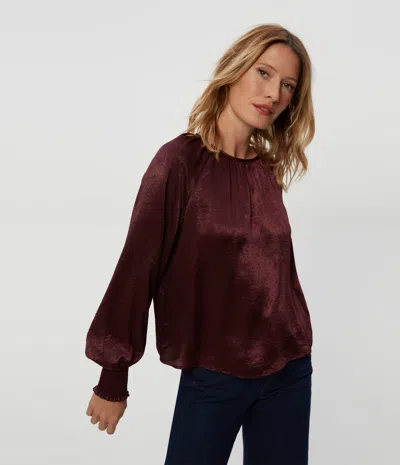 Michael Stars Fabi Hammered Satin Top In Beetroot