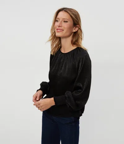 Michael Stars Fabi Hammered Satin Top In Black