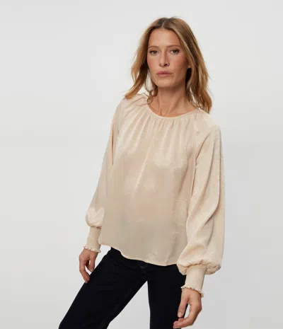 Michael Stars Fabi Hammered Satin Top In Champagne