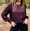 Michael Stars Fabi Smocked Sleeve Top In Beetroot In Multi