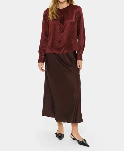 Michael Stars Fabi Smocked Sleeve Top In Winetasting In Brown