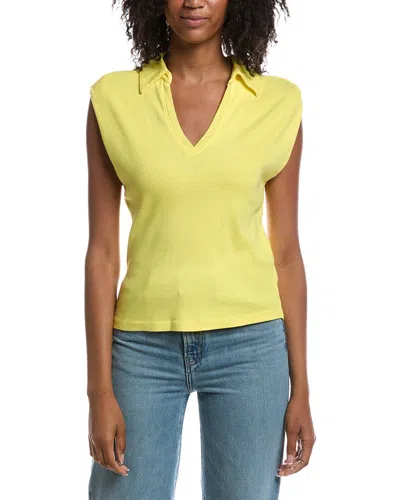 Michael Stars Faye Power Shoulder Polo Shirt In Yellow