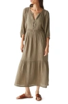 Michael Stars Felicity Gauze Midi Dress In Olive