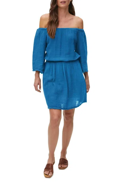 Michael Stars Fernanda Smocked Waist Dress In Pacific In Blue