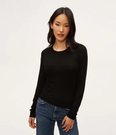 Michael Stars Finn Crew Neck Top In Black