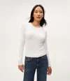 Michael Stars Finn Crew Neck Top In White