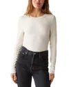 Michael Stars Finn Rib Crewneck Top In Chalk
