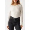 Michael Stars Finn Rib Crewneck Top In Chalk