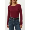 Michael Stars Finn Rib Crewneck Top In Red