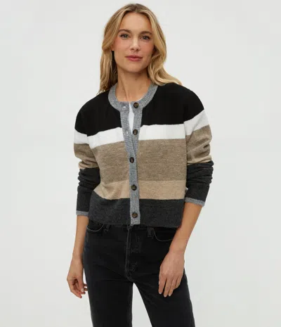 Michael Stars Fiona Stripe Crewneck Cardigan In Multi