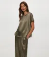 Michael Stars Flow Satin Tee In Green