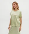 Michael Stars Flow Satin Tee In Green