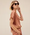 Michael Stars Flow Satin Tee In Gold