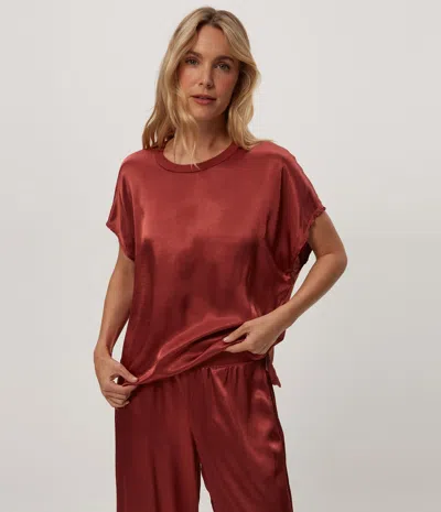 Michael Stars Flow Satin Tee In Brown