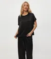 Michael Stars Flow Satin Tee In Black