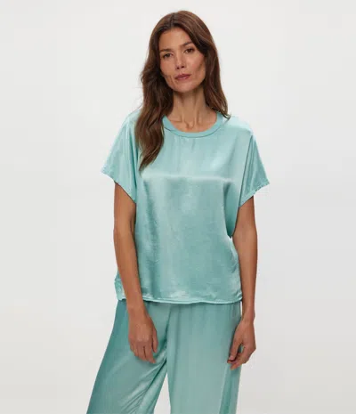 Michael Stars Satin Flow Tee In Serene In Blue
