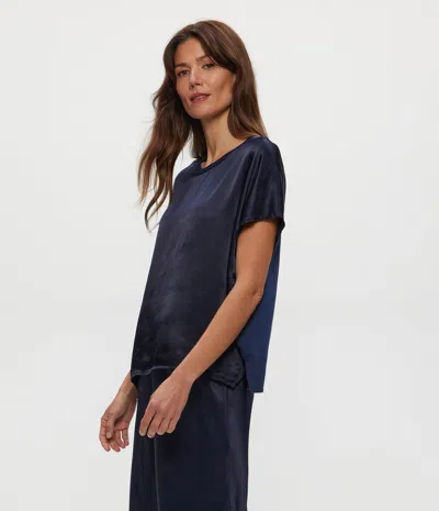 Michael Stars Satin Flow Tee In Blue
