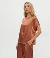 Michael Stars Flow Satin Tee In Brown