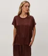 Michael Stars Flow Satin Tee In Burgundy