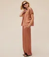 Michael Stars Flow Satin Tee In Orange