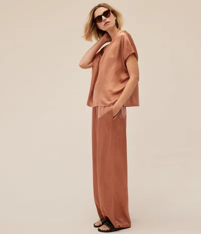 Michael Stars Flow Satin Tee In Orange