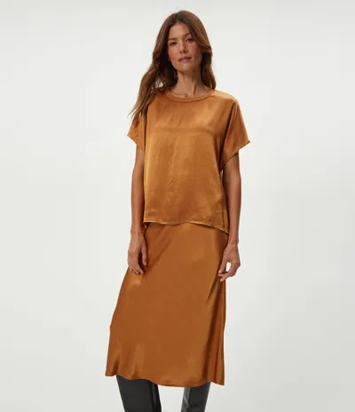 Michael Stars Flow Satin Tee In Orange