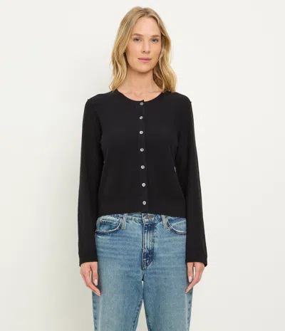 Michael Stars Trixie Cotton Snap-up Cardigan In Black