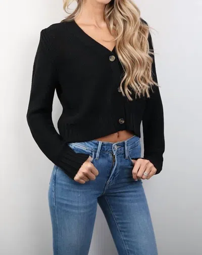 Michael Stars Fran Crop Sweater Cardigan In Black