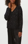 Michael Stars Frances Sequin Embellished V-neck Sweater In Black