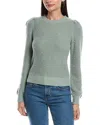 Michael Stars Francesca Puff Sleeve Wool-blend Sweater In Green