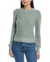 Michael Stars Francesca Puff Sleeve Wool-blend Sweater In Green