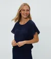 Michael Stars Jane Puff Sleeve Top In Nocturnal