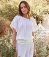 Michael Stars Freema Smocked Top In Pitaya