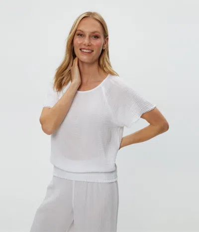 Michael Stars Freema Smocked Top In White