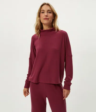 Michael Stars Frida Mock Neck Top In Burgundy