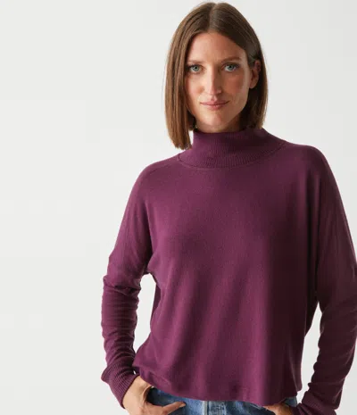 Michael Stars Frida Mock Neck Top In Plum