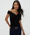 Michael Stars Gabbriette Twist Front Top In Black