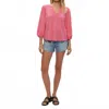 Michael Stars Gabi Puff Sleeve Top In Zinnia In Pink