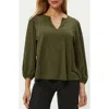 Michael Stars Gabi Supima Cotton Puff Sleeve Top In Green