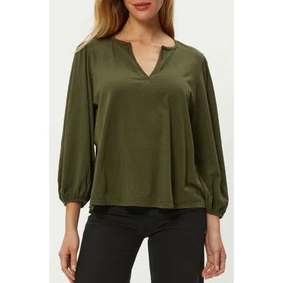 Michael Stars Gabi Supima Cotton Puff Sleeve Top In Green