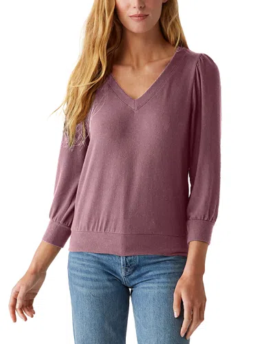 Michael Stars Gabriella V Neck Top In Berrywood
