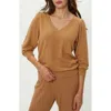 Michael Stars Gabriella V-neck Top In Brown