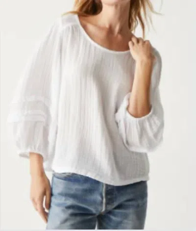 Michael Stars Pruitt Double Gauze Top In White In Pitaya