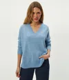 Michael Stars Gemma V-neck Cashmere Sweater In Blue