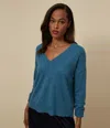 Michael Stars Gemma V-neck Cashmere Sweater In Heather Sapphire