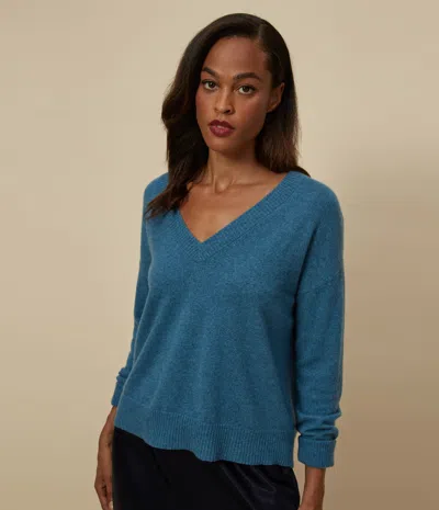 Michael Stars Gemma V-neck Cashmere Sweater In Heather Sapphire