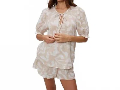 Michael Stars Genevieve Printed Top In Cement In Neutral