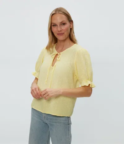 Michael Stars Genevieve Puff Sleeve Top In Lemonade