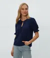 Michael Stars Genevieve Puff Sleeve Top In Nocturnal