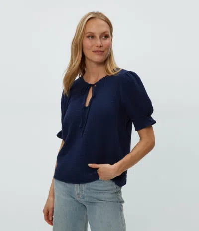 Michael Stars Genevieve Puff Sleeve Top In Nocturnal